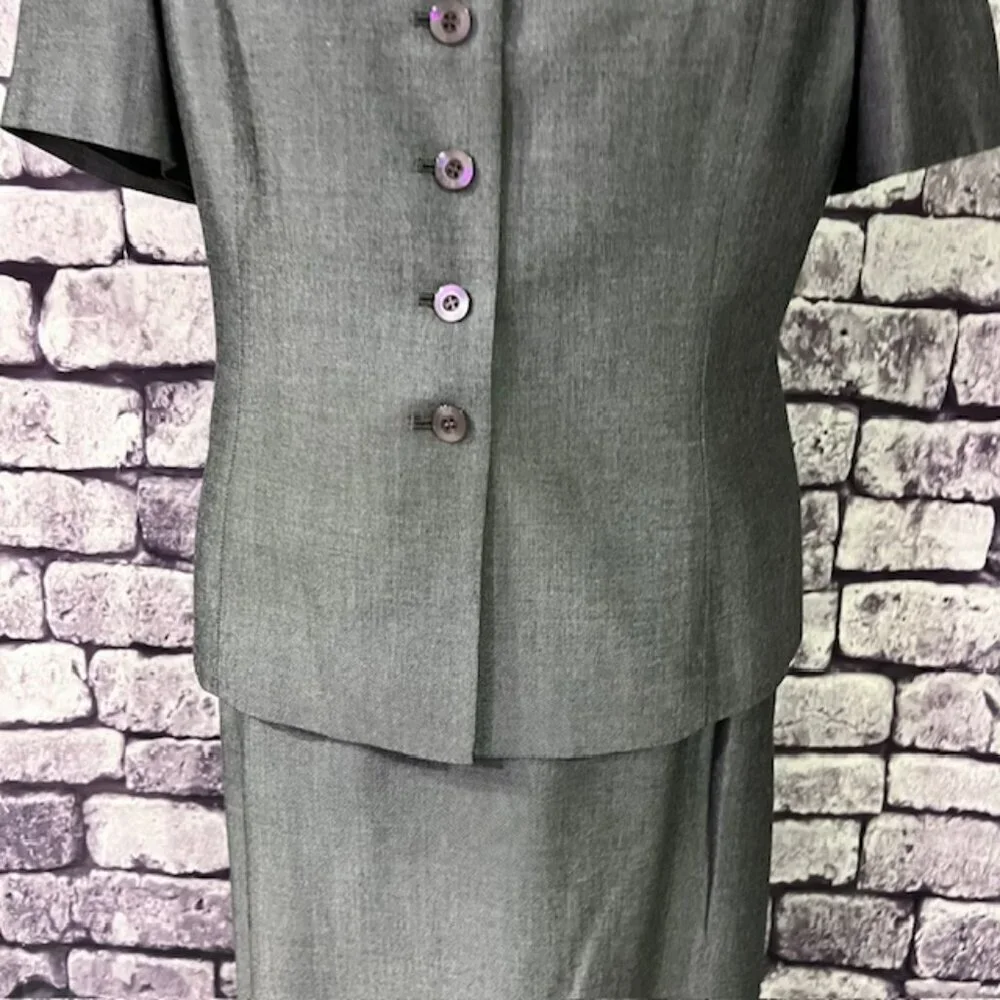 Dillards By Kasper Vintage Black & White Tweek Skirt Suit Size 12P